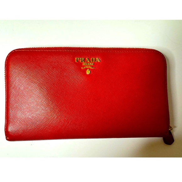 Auth Prada Red Saffiano Leather Wallet with Authenticity Card - Picture 1 of 6